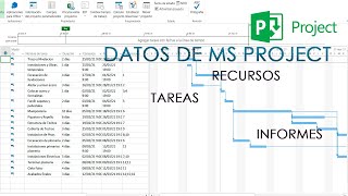 Datos de MS Project  Recursos costos tareas e informes [upl. by Daune]