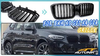 Black Kidney Grille For BMW X3 G01 X4 G02 LCI 20222024 No Camera fg215 [upl. by Torrlow857]