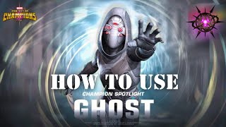 How to use Ghost Abilities gameplay and synergy guideMarvel Contest of Champions [upl. by Ailongam]