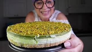 Cheesecake al pistacchio TORTA FREDDA SENZA COTTURA  SENZA FORNO  SENZA GELATINA [upl. by Hoem]