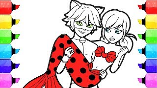 Miraculous Ladybug Coloring Pages Mermaid  How to Draw and Color Ladybug Sereia Mermaid Cat Noir [upl. by Duane]