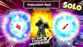 Solo Malevolent Raid  Rewards Speedaholic Cursed Mask amp Finger  All Star Tower Defense Roblox [upl. by Wallas]