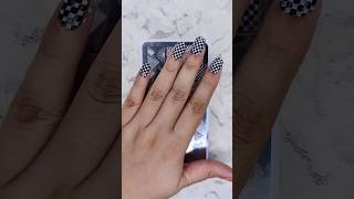 Easy Stamping Nail art within 5 minutes 🖤 🤍 nailart nailicious stanping [upl. by Demy]