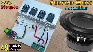 Simple amp Powerful Stereo Bass Amplifier  How to Make Stereo Amplifier with D718 Transistor [upl. by Sweyn]