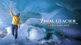 Zinal Glacier Switzerland  Inside a natural Ice Palace  Beautiful winter Hike in the Swiss Alps [upl. by Yurt]