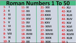 Roman Numbers Roman Numbers 1 To 50 Roman Numerals 1 To 50 How to write Roman Number 1 To 50 [upl. by Vatsug]