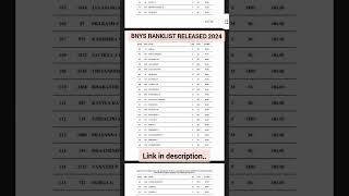 BNYS RANK LIST RELEASED 2024bnys shorts  naturopathy  medicos Rabins vlogs [upl. by Rednasxela]