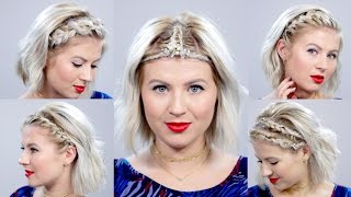 5 Braided Headbands For Short Hair Tutorial  Milabu [upl. by Farwell]