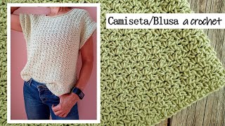 CamisetaBlusa SÚPER fácil a crochet ¡Paso a paso [upl. by Durarte]