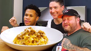 HOMEMADE PASTA 3WAYS W BOXING CHAMP DEVIN HANEY  THE IN STUDIO SHOW [upl. by Marjy654]