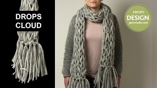 How to arm knit a scarf with tassels [upl. by Arenat]