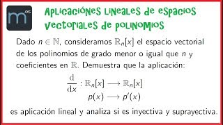 Cuestión sobre aplicaciones lineales de polinomios derivadas de polinomios [upl. by Dorreg]