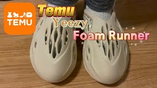 Temu Yeezy Foam Runner unboxing and real review [upl. by Anerroc406]