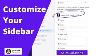 How to Customize Your Sidebar Pipedrive  Pipedrive Tutorial [upl. by Attekal]