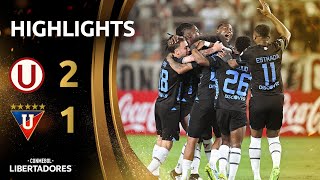 UNIVERSITARIO vs LDU  HIGHLIGHTS  CONMEBOL LIBERTADORES 2024 [upl. by Annoynek]