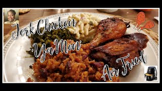 HOW TO MAKE JERK CHICKEN IN AIR FRYER Jamaican Fried Dough  Festival amp Callaloo Spinach [upl. by Dnalerb]