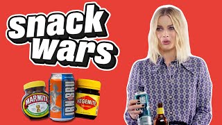 Margot Robbie Reacts to British And Australian Snacks  Snack Wars  LADbible [upl. by Isabeau649]