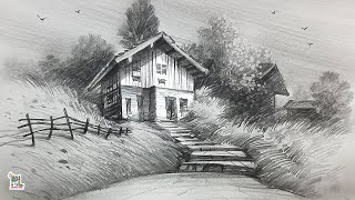 How to draw Landscape Art with pencil [upl. by Lav]