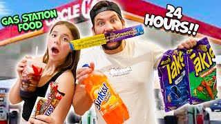 Eating ONLY GAS STATION food for 24 HOURS Super Spicy Takis [upl. by Nimzay]