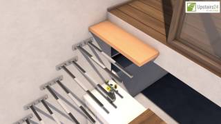 Escalier flottant  suspendu en Kit Sydney  wwwupstairs24fr [upl. by Takken]