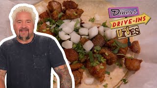 Guy Goes WILD for Carne Adovada Tacos amp Shrimp Burrito  Diners DriveIns and Dives  Food Network [upl. by Porter463]