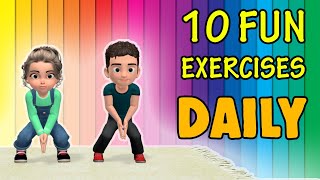 10 Fun Daily Exercise For Kids To Do At Home [upl. by Kippie]