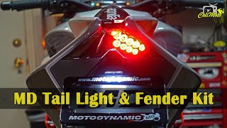 Aprilia Tuono Factory  Moto Dynamic Fender Eliminator and Integrated LED Tail Light Install [upl. by Agustin999]