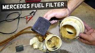 MERCEDES W211 E CLASS FUEL FILTER REMOVAL REPLACEMENT E200 E230 E240 E280 E320 E350 E500 E550 E55 [upl. by Kataway]