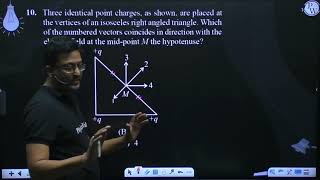 Three identical point charges as shown are placed at the vertices of an isosceles right angled [upl. by Nnylekoorb]