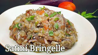 Satini Bringelle Recette  Eggplant Aubergine Brinjal Chutney Recipe [upl. by Aserej216]