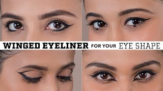 Winged Eyeliner For Your Eye Shape  Hooded Deep Set Almond Downturned amp Round Eyes [upl. by Assilaj]