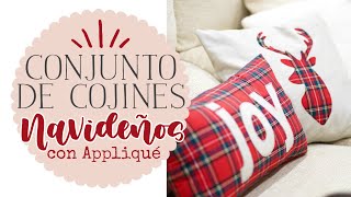 Conjunto de Cojines de Navidad  Técnica de Appliqué y Cómo Poner una Cremallera Super Fácil [upl. by Aicissej817]