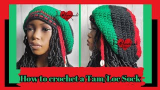 How to Crochet a Tam Loc Sock Tutorial [upl. by Haag20]