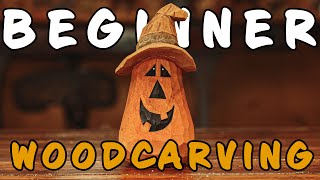 SIMPLE Woodcarving Project for Beginners  Fall Pumpkin [upl. by Norrad]