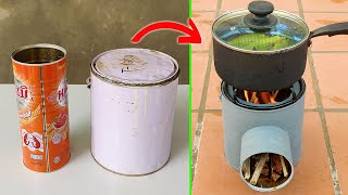 Creative Mini Firewood Stove from Tin  How to Cast A Stove from Tin [upl. by Herv985]