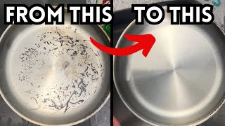 How to Clean a Burnt Stainless Steel PanPot Back to Brand New [upl. by Norina]