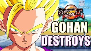 THE UNSTOPPABLE GOHAN  Dragon Ball FighterZ quotGohan Teenquot quotCellquot Gameplay [upl. by Lydnek]