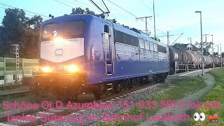 Schöne Seltene Azuroblaue OLD SRI 151 033 Elok mit Tanker Güterzug im Bahnhof Leutkirch 💙 [upl. by Naveb194]