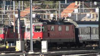 TrainsZügeZugverkehr in Chur  Eisenbahnen in der Schweiz RhB und SBBBest Sound [upl. by Abercromby]