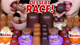 ASMR FAVORITE CHOCOLATE DESSERT RACE GIANT CHOCOLATE MARSHMALLOWS MILKA CADBURY KINDER JELLY 먹방 [upl. by Durrell73]