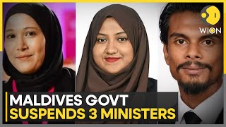 Maldives suspends three ministers over remarks against PM Modi  WION [upl. by Lleder]