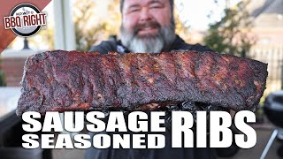 A NEW Way to Smoke Savory BBQ Ribs Sausage Seasoned Rib Recipe [upl. by Aisekal]