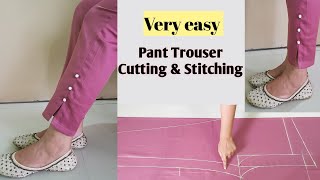 Very Easy Pant Trouser Cutting and StitchingPalazzo Pant Cutting and StitchingFor Beginners [upl. by Ednargel]