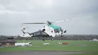 Kent Surrey Sussex air ambulance AW169 start up and departure from Redhill aerodome [upl. by Bramwell]