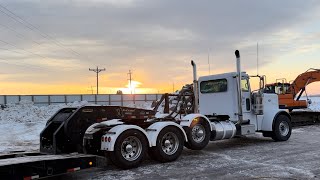 HAULING DOOSAN LOADER WITH 50 TON LOWBOY TRACTOR TRAILER [upl. by Iad]