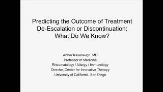 Predicting the Outcome of Treatment DeEscalation or Discontinuation What Do We Know [upl. by Icul]