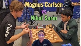 The first ever encounter between Magnus Carlsen and Nihal Sarin  World Blitz 2023 [upl. by Abbie16]