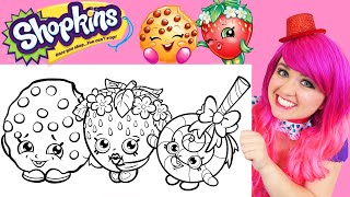 Coloring Shopkins Kooky Cookie Strawberry Kiss amp Lolli Poppins [upl. by Lorilee489]