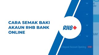 Cara Semak Baki Akaun RHB Bank Online [upl. by Eilesor]