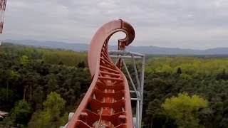 Sky Scream Roller Coaster POV Premier Launched Ride Holiday Park Germany Achterbahn [upl. by Aeriell]